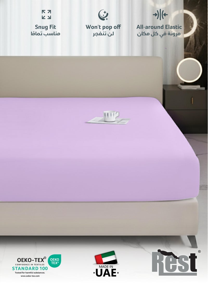 REST Fitted Bedsheet 180x200+30cm Breathable Plush light Purple Fabric with Deep Pockets Machine Washable for Optimal Protection - Image 3